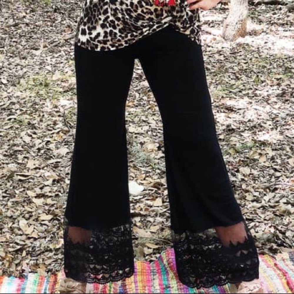 Black pants with lace bottom NWT size S